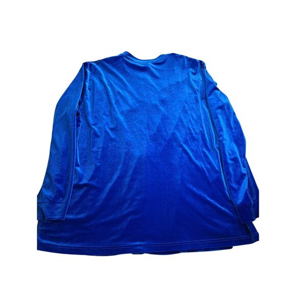 Vermont Country Store Womens Blue Velvet Button Front Top 4X New Without Tags - Picture 4 of 6